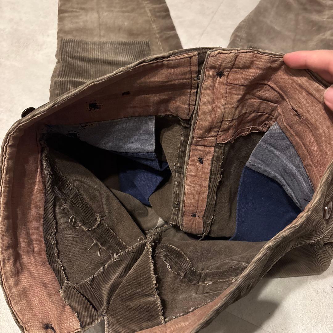 30s 40s vintage フレンチコーデュロイパンツ 太畝 針シンチバック
