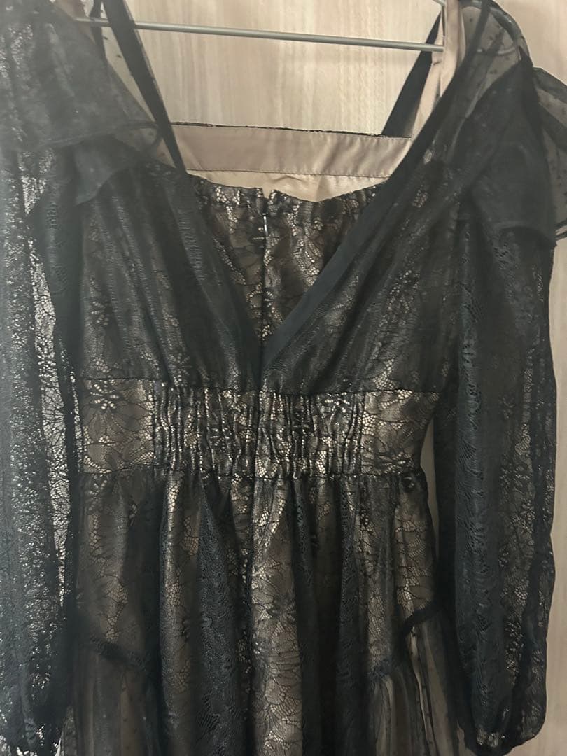 dazzlin/MIXレースドレス/ロングワンピース　ブラック　ドレスワンピース