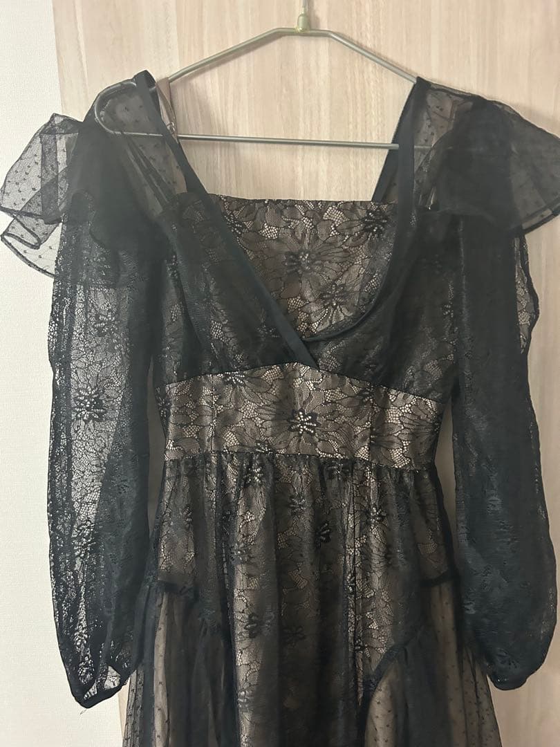 dazzlin/MIXレースドレス/ロングワンピース　ブラック　ドレスワンピース