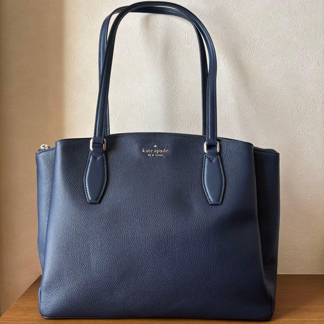 kate spadeネイビー レザーA4サイズ ビジネスバッグ トートバッグ