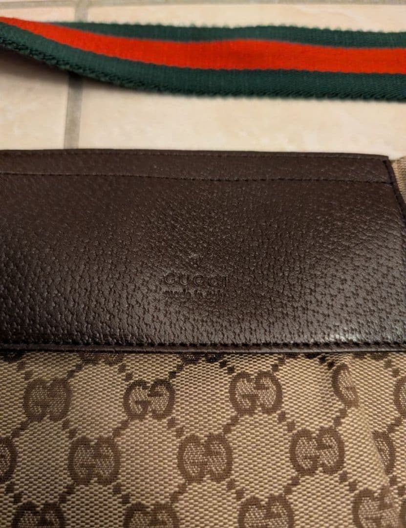 GUCCI ウエストポーチボディバッグ GGキャンバス シェリーライン ブラウン