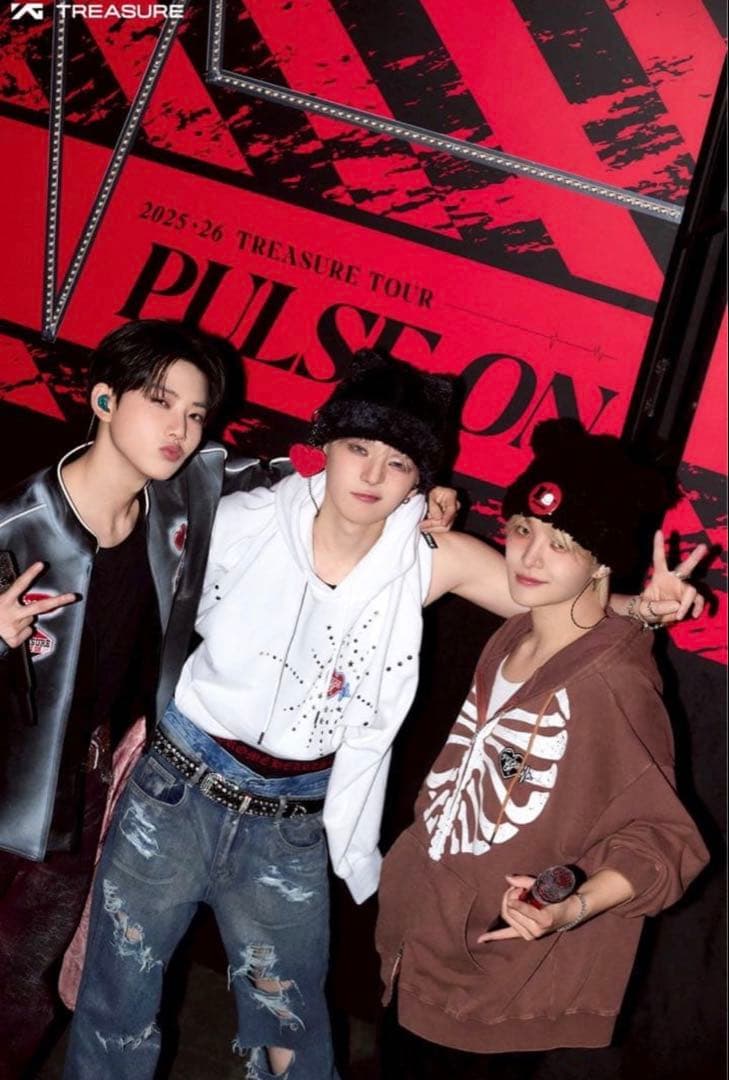 TREASURE PULSE ON ジップアップフーディー BROWN