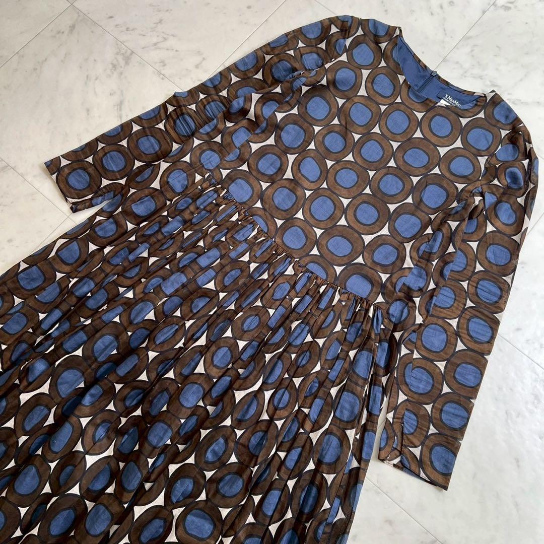 'S MaxMara ピュアコットンボイルドレス サークル柄 ロング丈 40