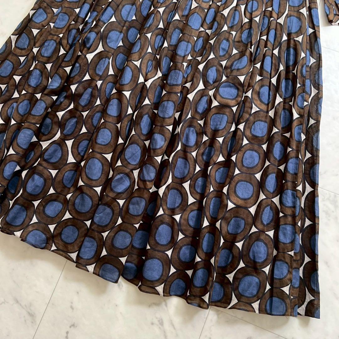 'S MaxMara ピュアコットンボイルドレス サークル柄 ロング丈 40