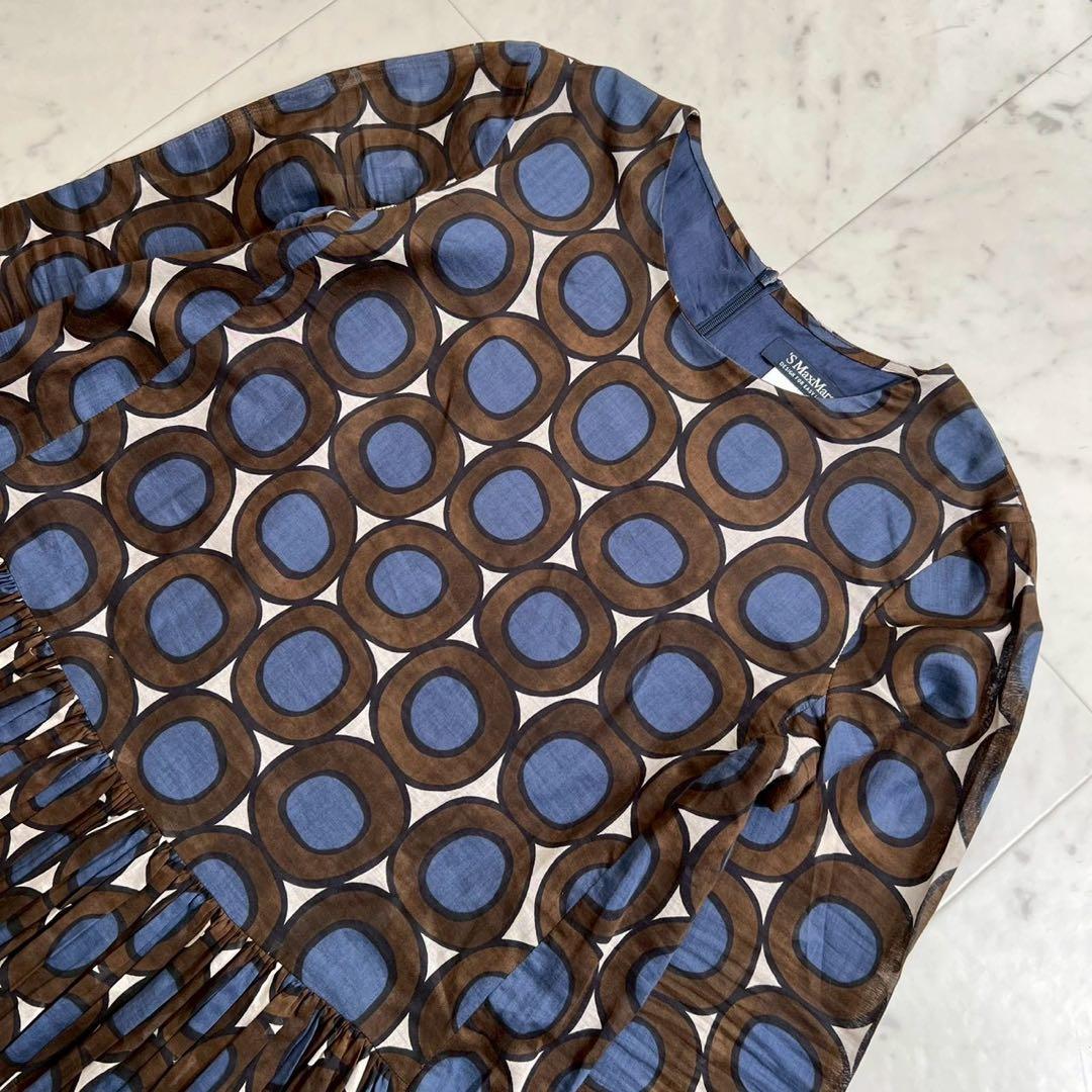 'S MaxMara ピュアコットンボイルドレス サークル柄 ロング丈 40