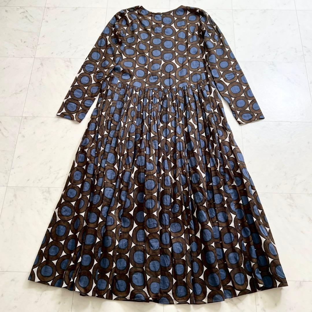 'S MaxMara ピュアコットンボイルドレス サークル柄 ロング丈 40