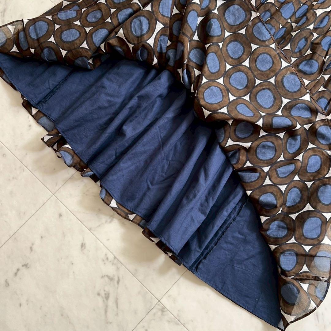 'S MaxMara ピュアコットンボイルドレス サークル柄 ロング丈 40