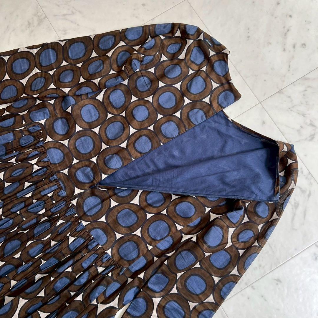 'S MaxMara ピュアコットンボイルドレス サークル柄 ロング丈 40