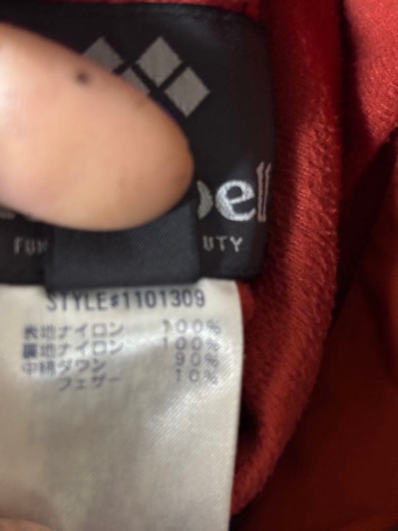 人気モンベル725FP コロラドパーカ　メンズLリバーシブルダウンオレンジグレー