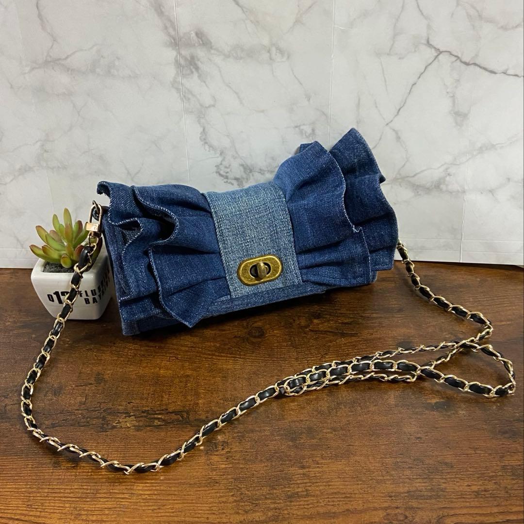 専用*No.30 デニムリメイク【お財布付きバッグ・フリル付き長財布】