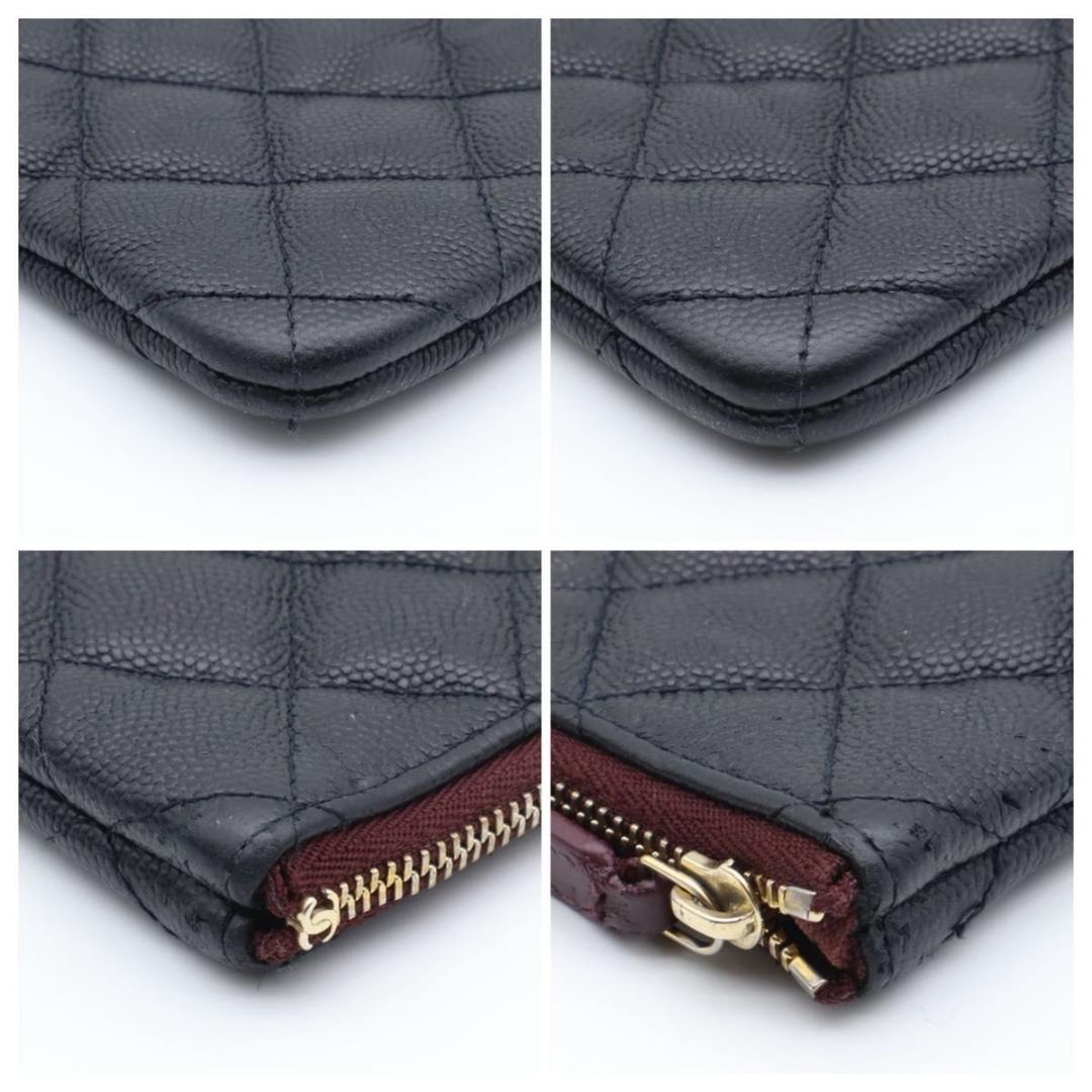 【極美品】CHANEL マトラッセ　キャビアスキン　小銭入れ　ポーチ　黒