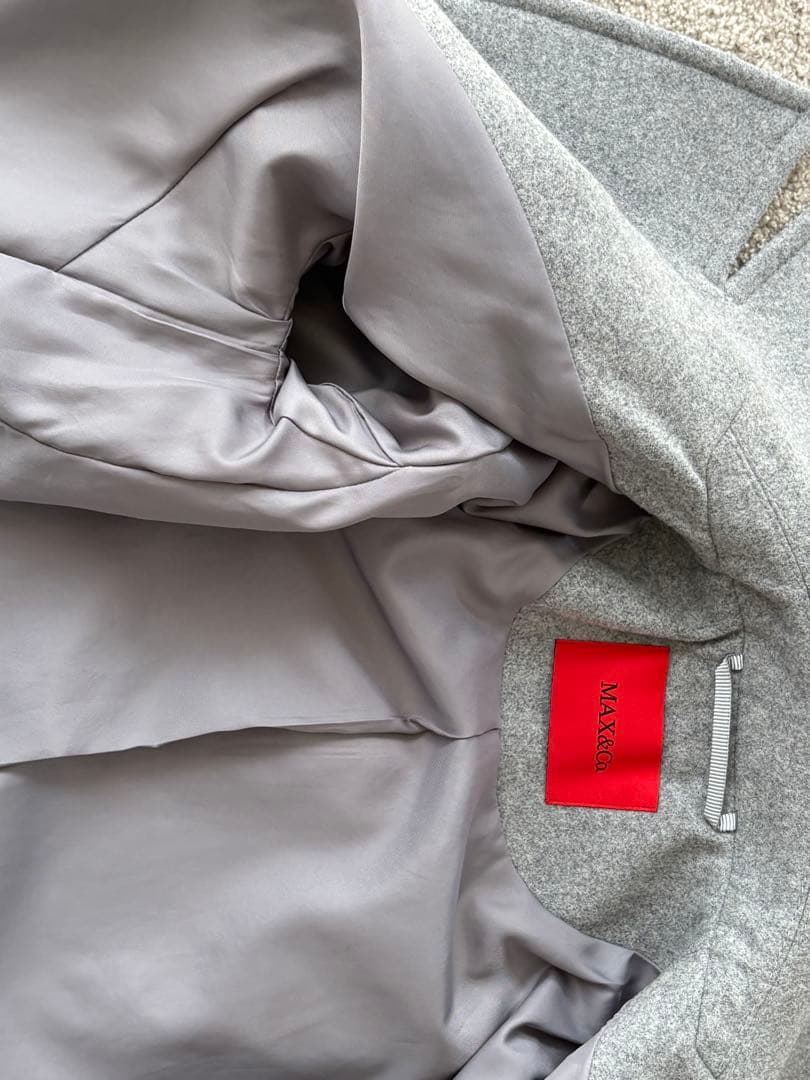 Max & Coグレー ウール ピーコート ダブルブレスト