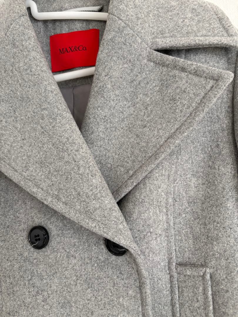 Max & Coグレー ウール ピーコート ダブルブレスト