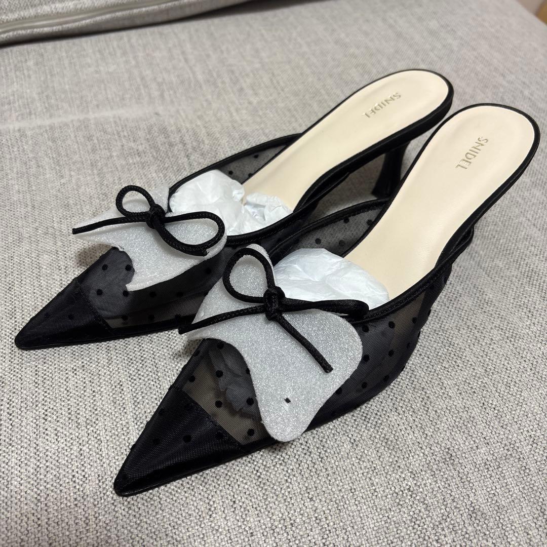 SNIDEL スナイデル ドットチュールリボンミュール