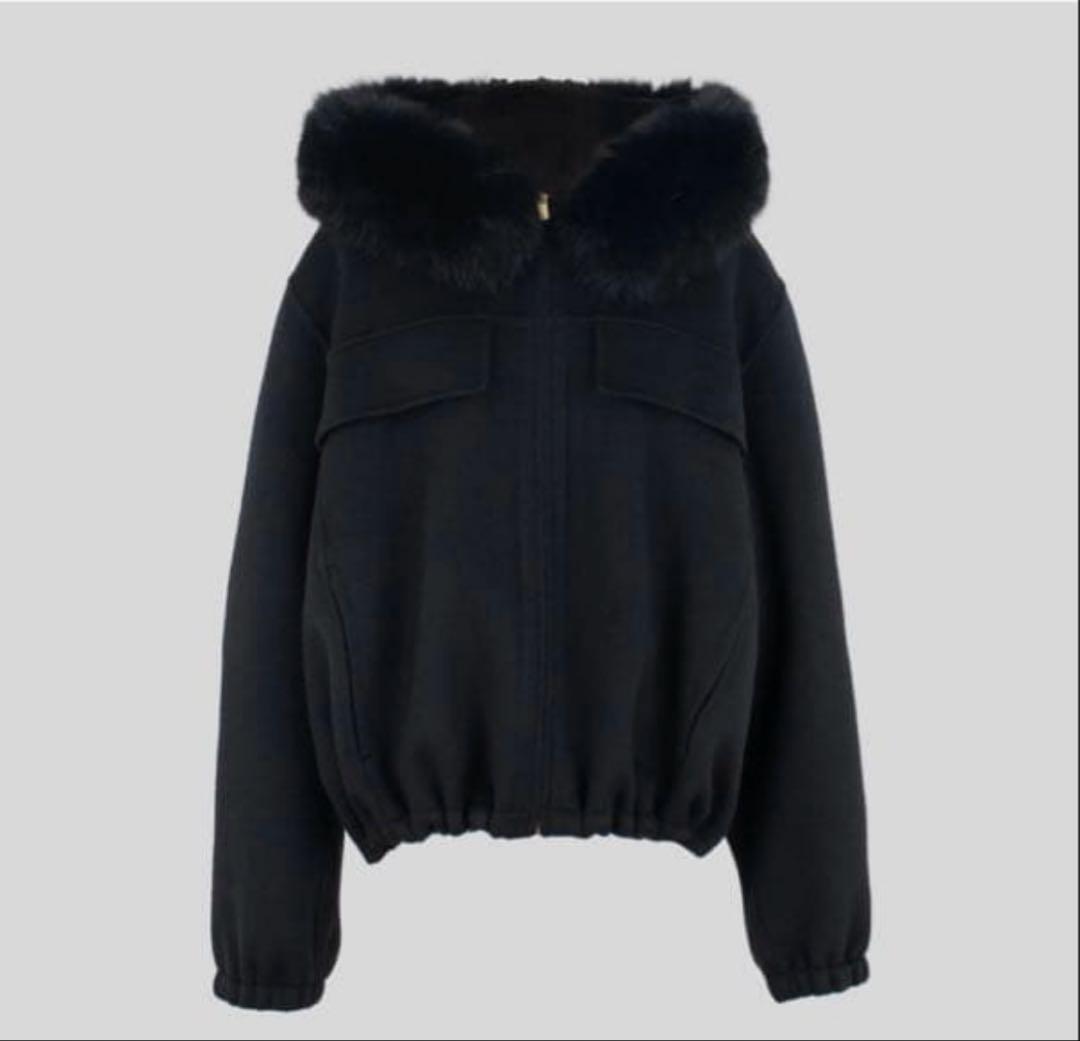 最終値下げYONFA ウールカシミヤファードコート (black)