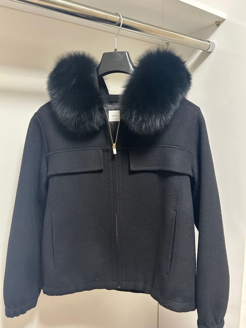 最終値下げYONFA ウールカシミヤファードコート (black)