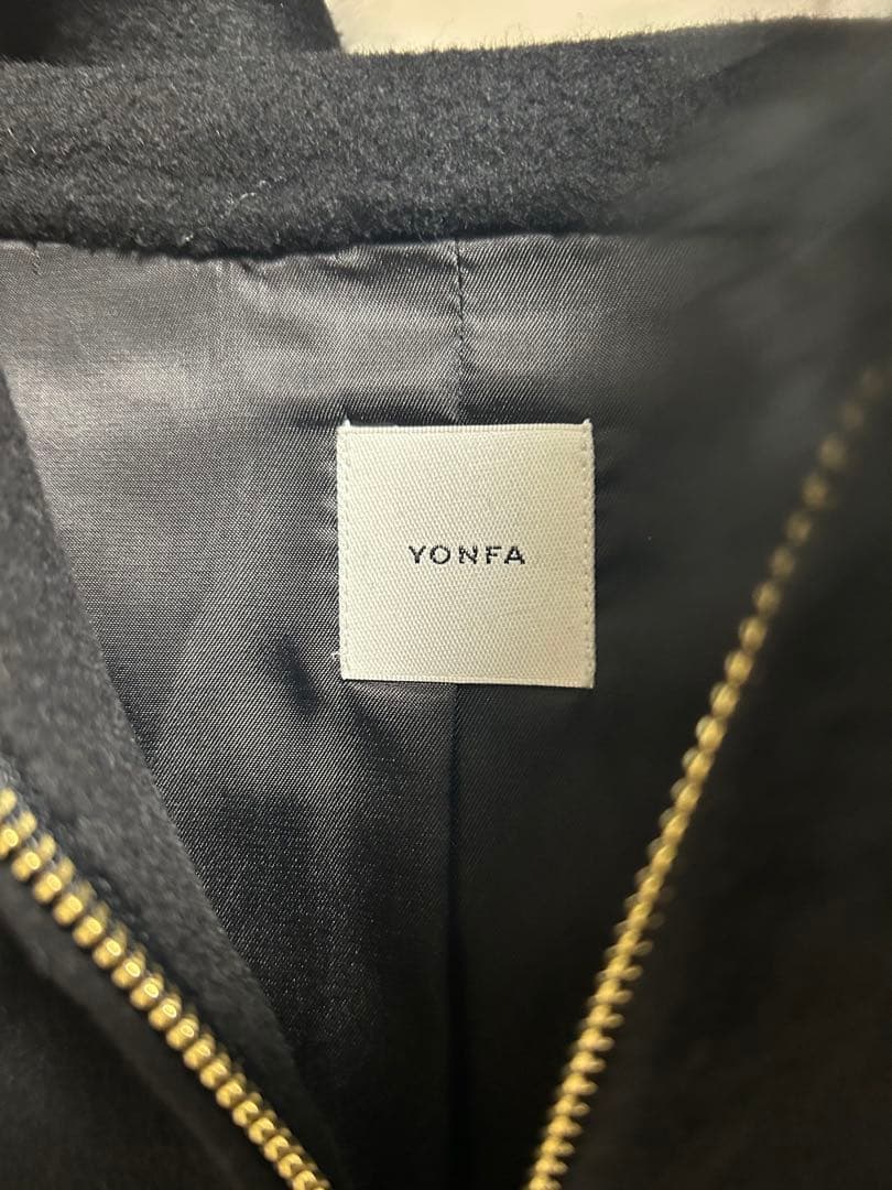 最終値下げYONFA ウールカシミヤファードコート (black)