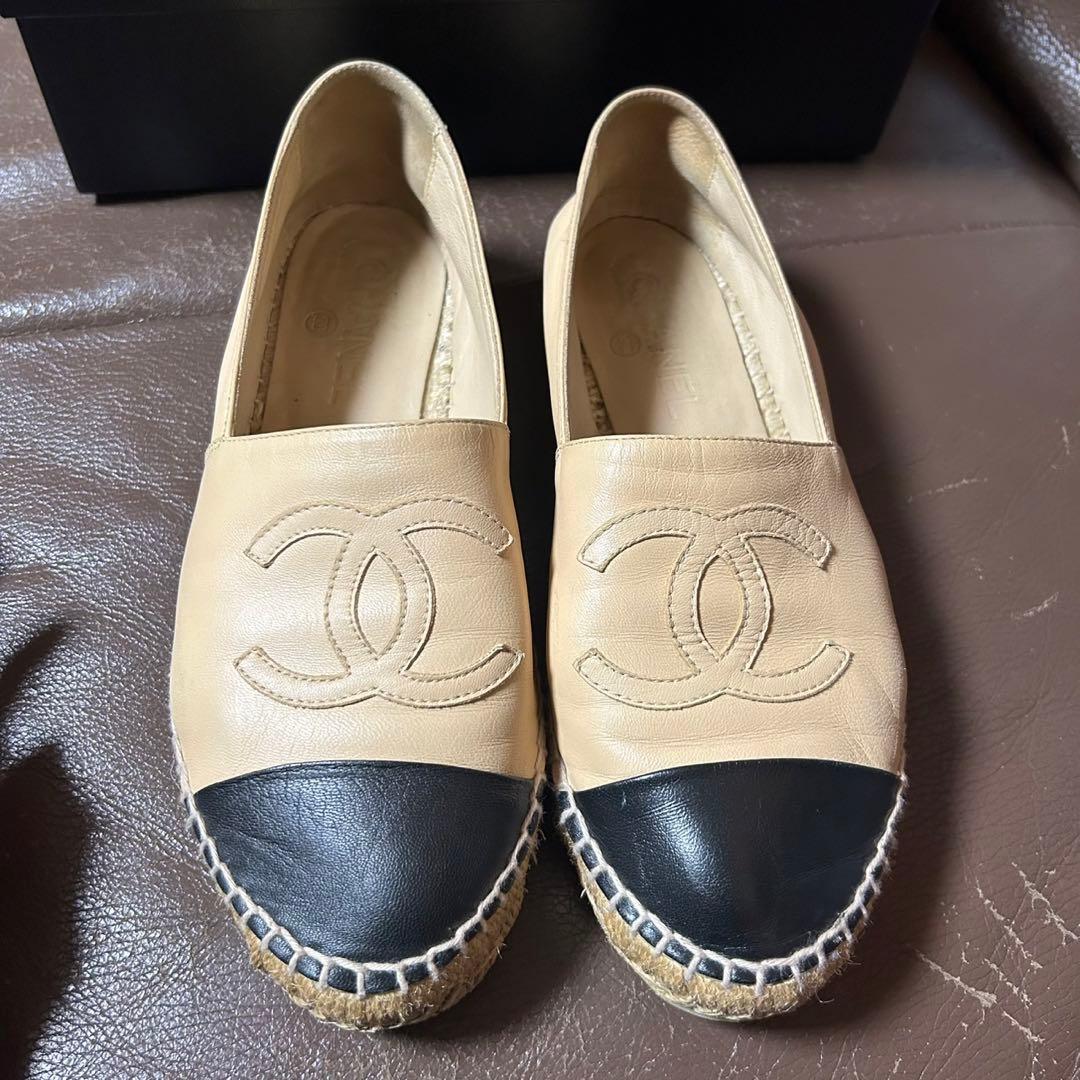 CHANEL 美品　ベージュ　エスパドリーユ 37 23.5 cm バイカラー