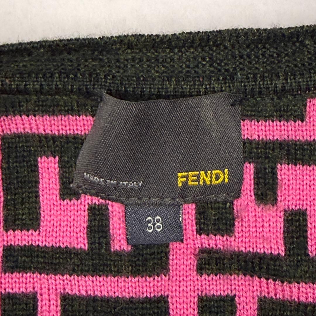 希少 FENDI フェンディ ズッカ柄 　ピンクニット カーディガン