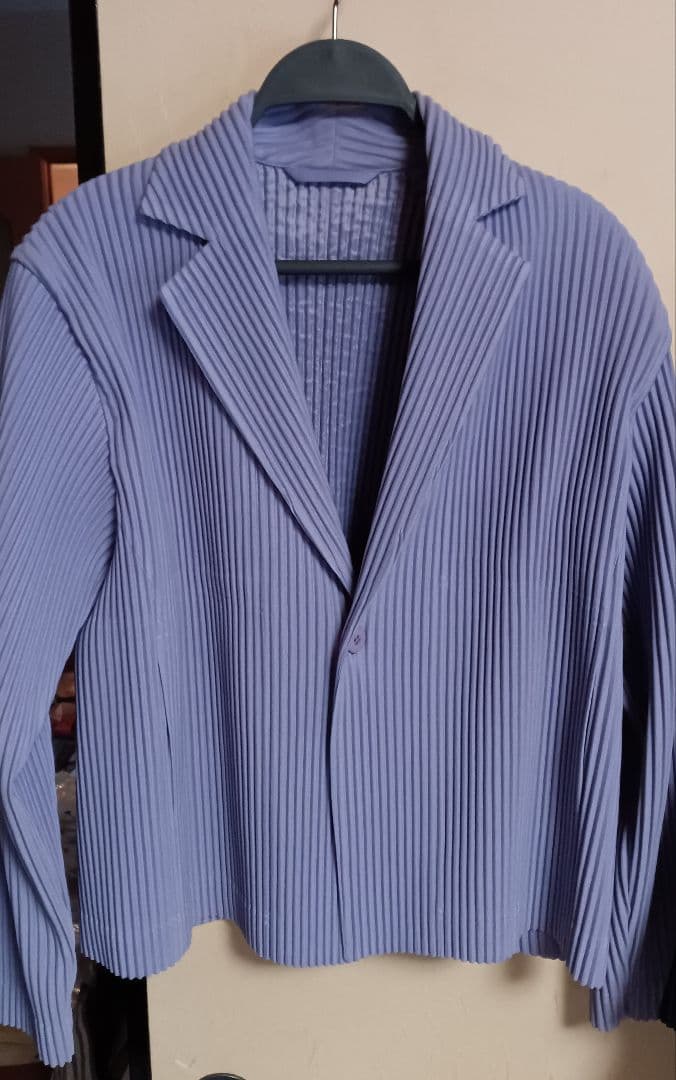 美品オムプリッセイッセイミヤケライトパープルプリーツテーラードジャケット2