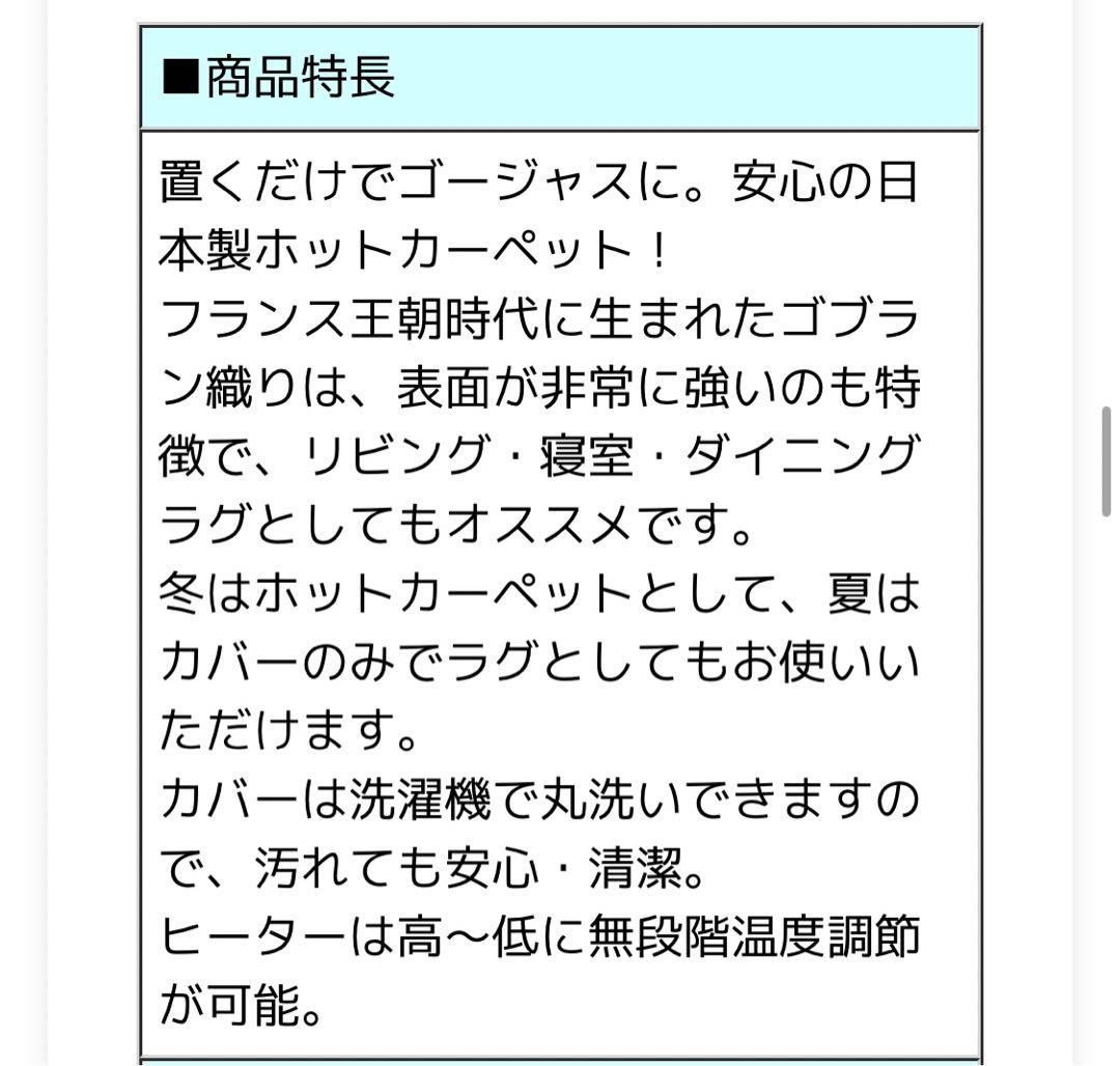 【美品】ホットカーペット / ラグ 楕円形 花柄 170x110cm