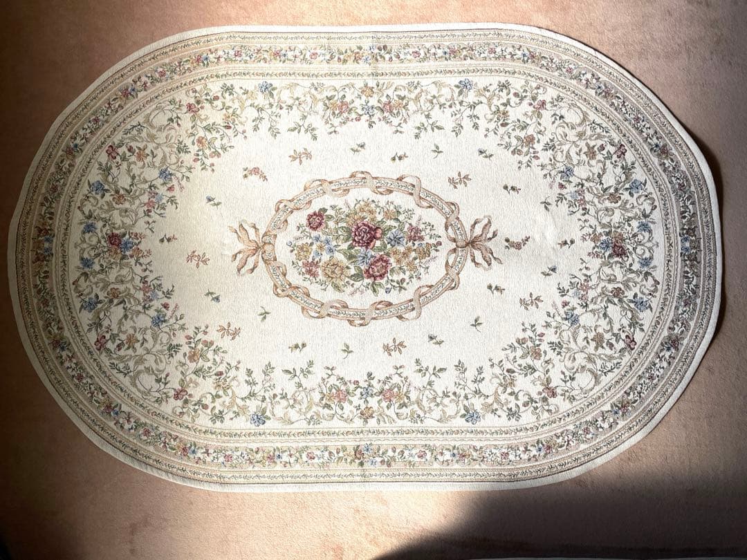 【美品】ホットカーペット / ラグ 楕円形 花柄 170x110cm