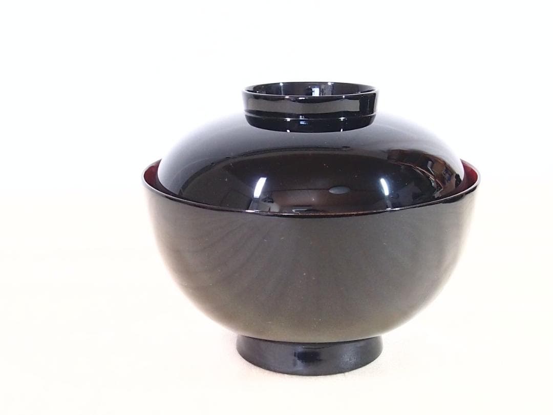 【未使用】輪島塗 元岡光漆堂 飛花沈金 雑煮椀 5客 煮物椀/大椀 食器/漆器