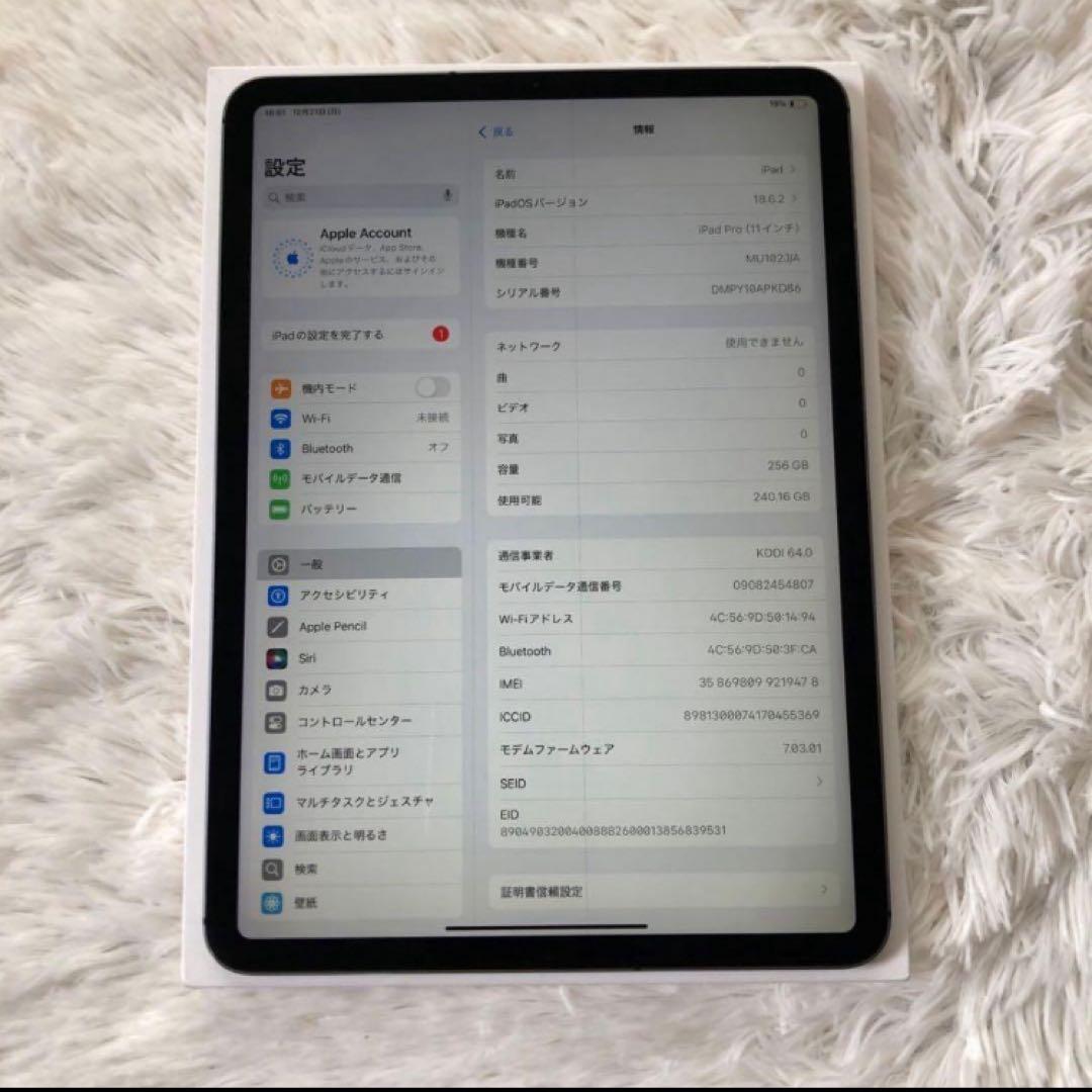 【格安端末】iPad Pro 11インチ 256GB SIMフリー 【すぐ発送】