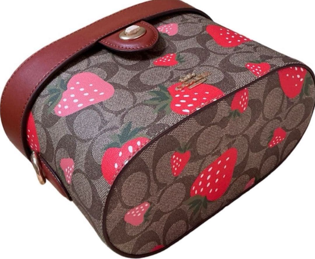 COACH クロスボディ シグネチャーキャンバス ワイルドストロベリープリント