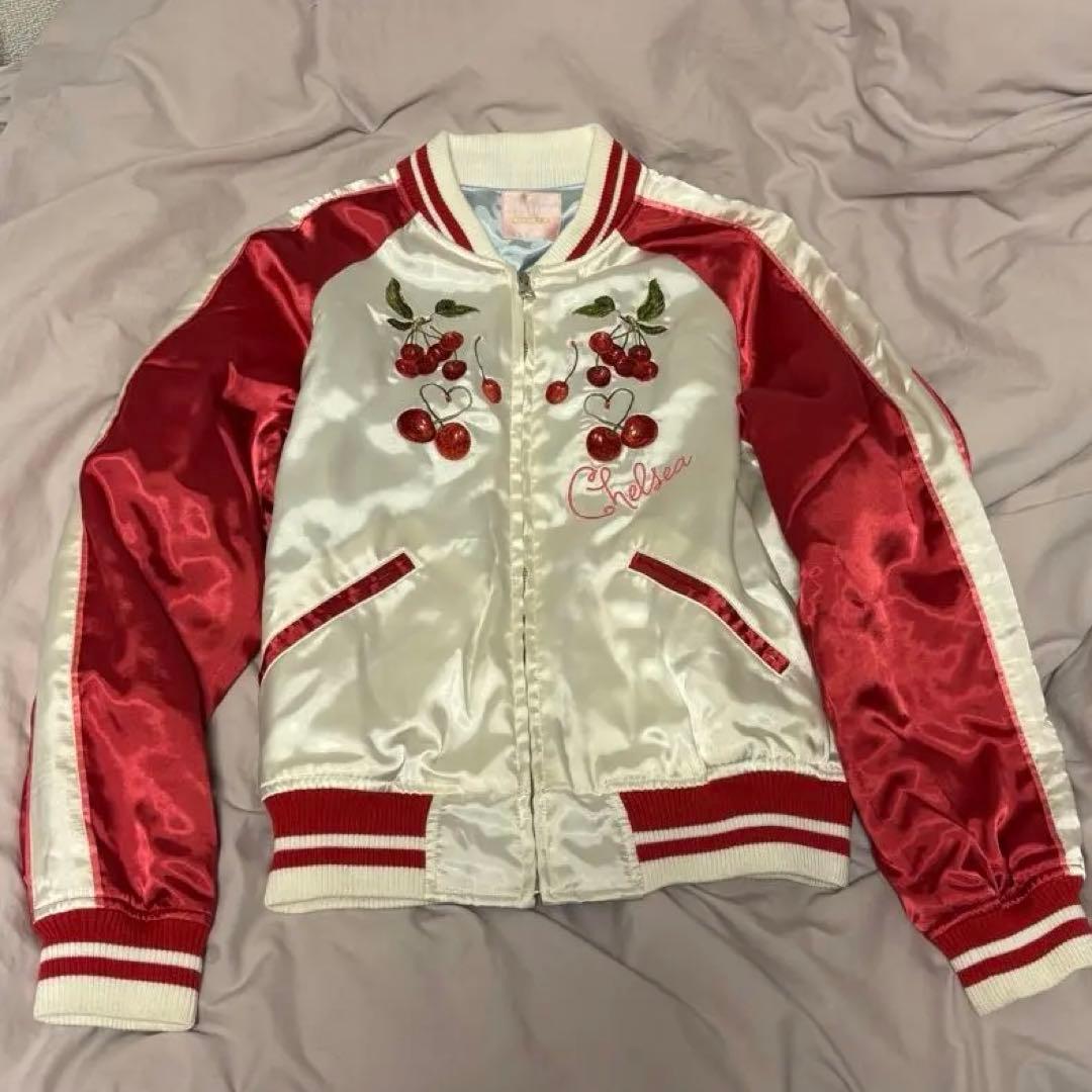 PINK HOUSE チェルシー　チェリー刺繍 スカジャン レッド