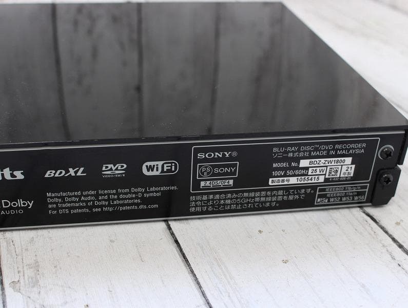 21年製 SONY ブルーレイレコーダー 1TB BDZ-ZW1800