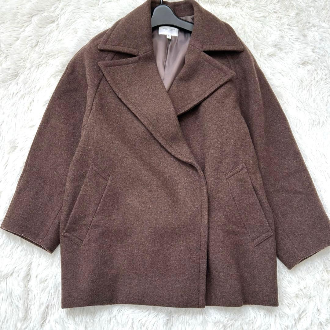 【極美品】BEAUTY&YOUTH ブラウンウールコートマンテコ