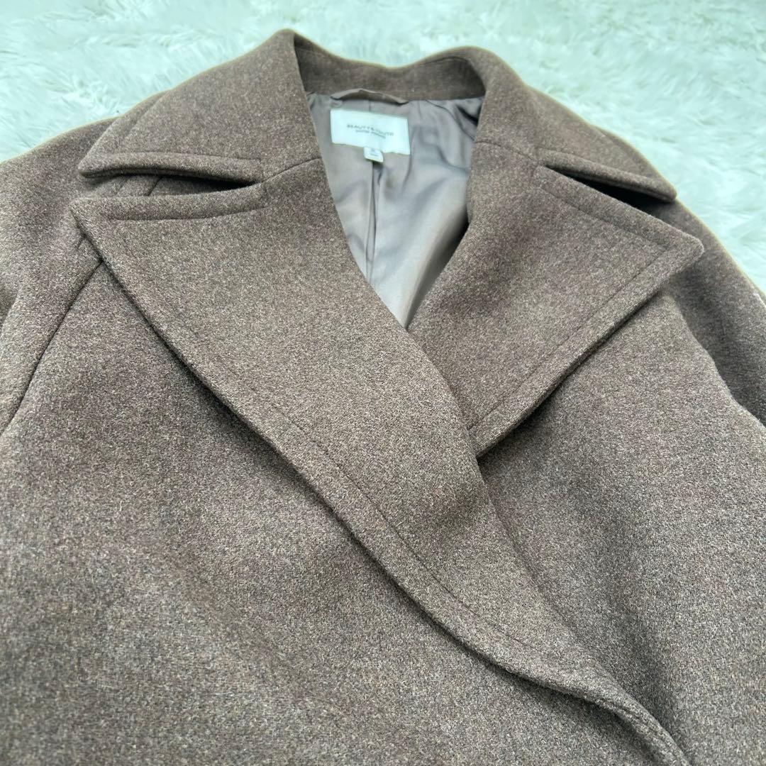 【極美品】BEAUTY&YOUTH ブラウンウールコートマンテコ