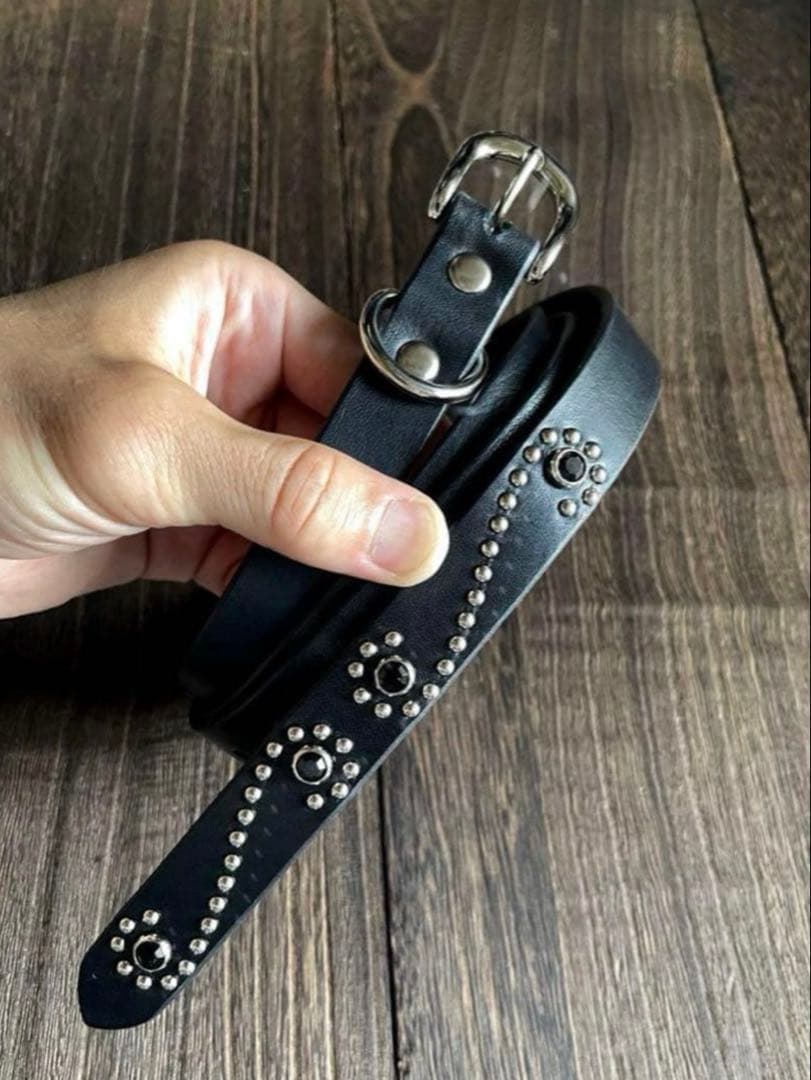 オーダー品　スタッズナローロングベルト　シルバーS字　2連　ミッスーリ