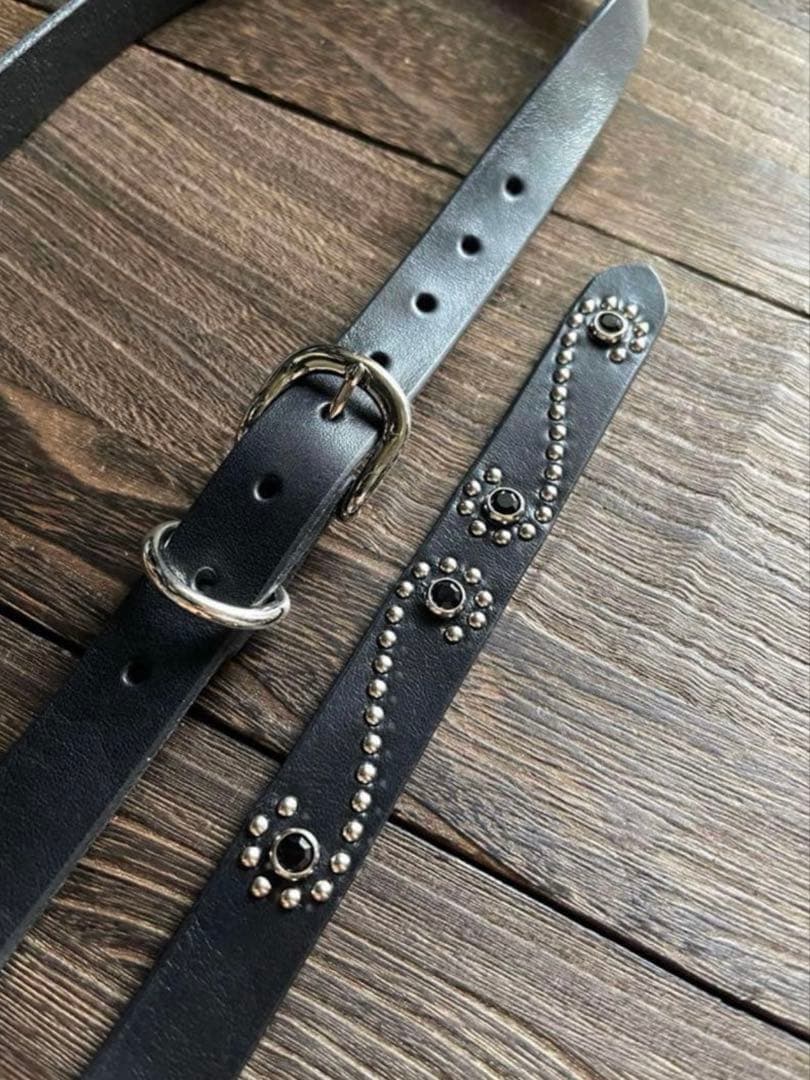 オーダー品　スタッズナローロングベルト　シルバーS字　2連　ミッスーリ