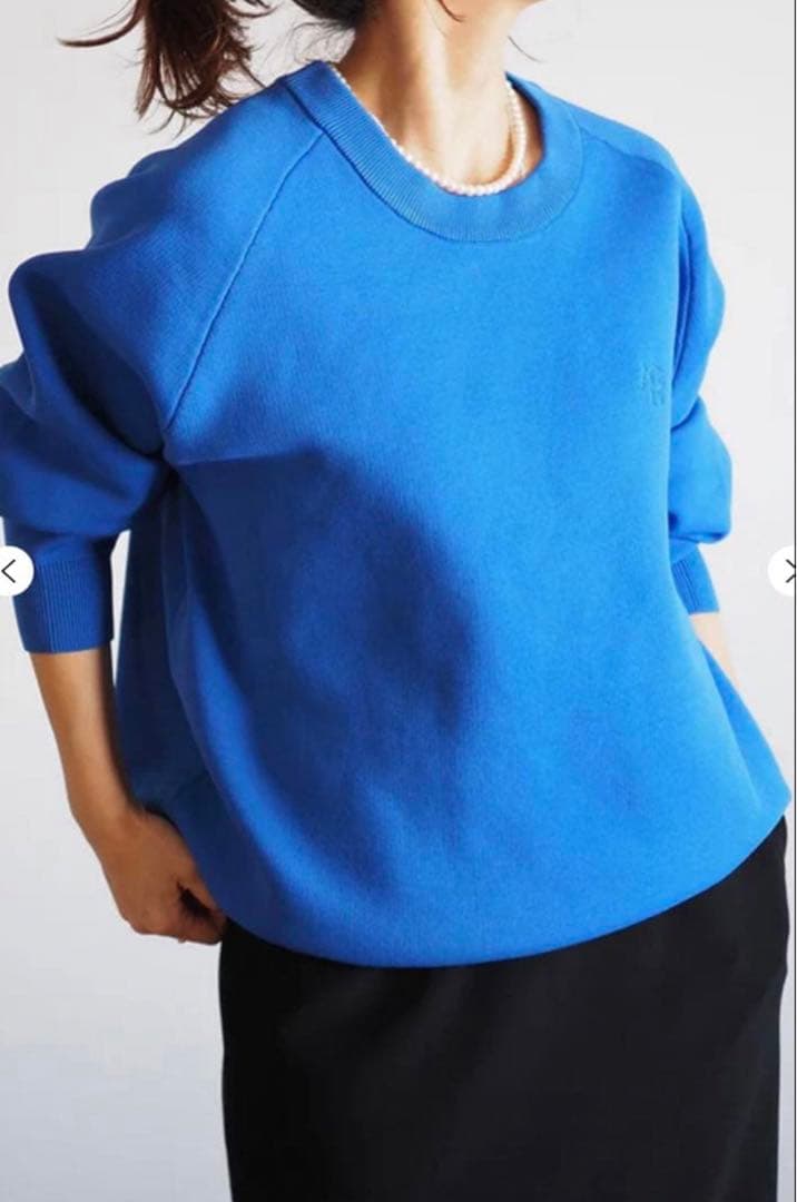 新品　ANIECA エルボーパッチスウェットニット　ブルー