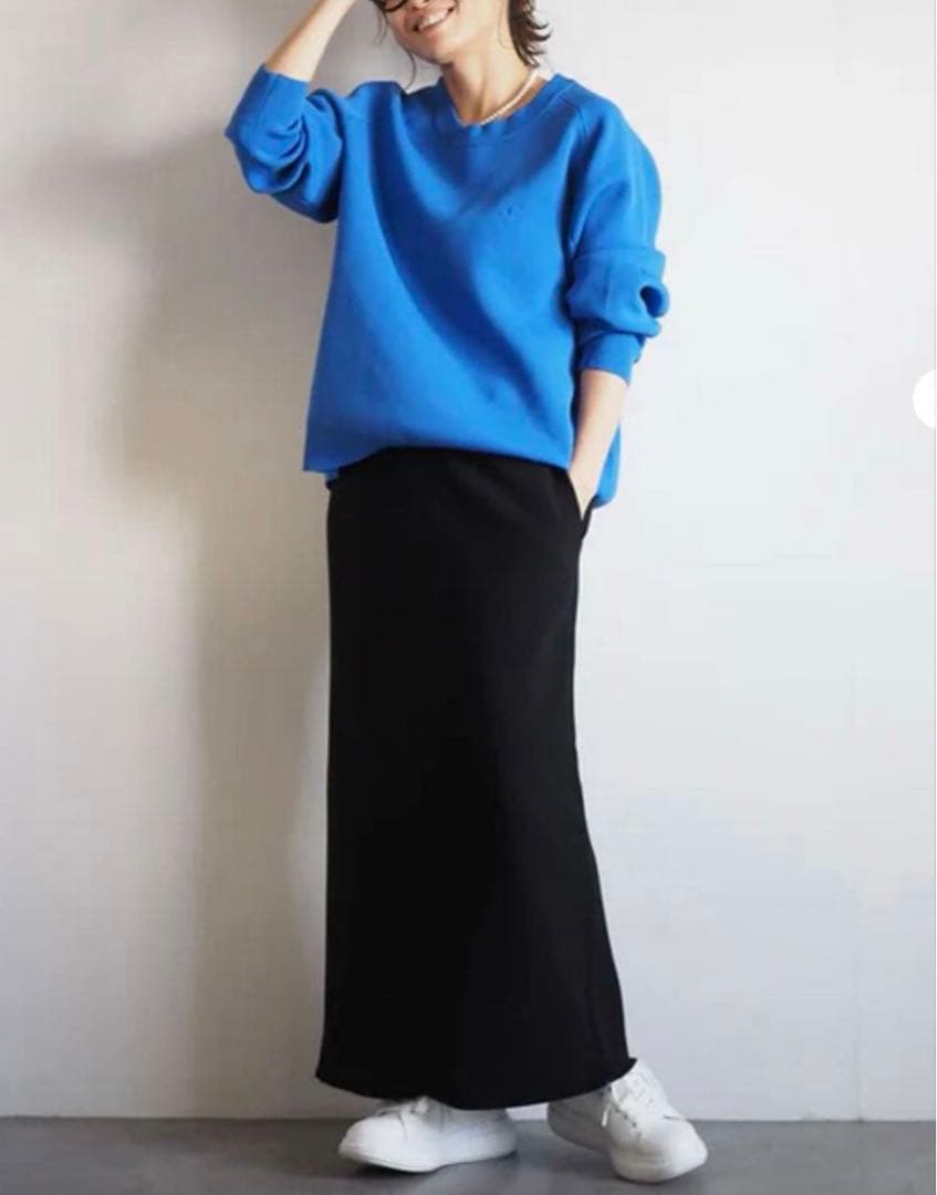 新品　ANIECA エルボーパッチスウェットニット　ブルー