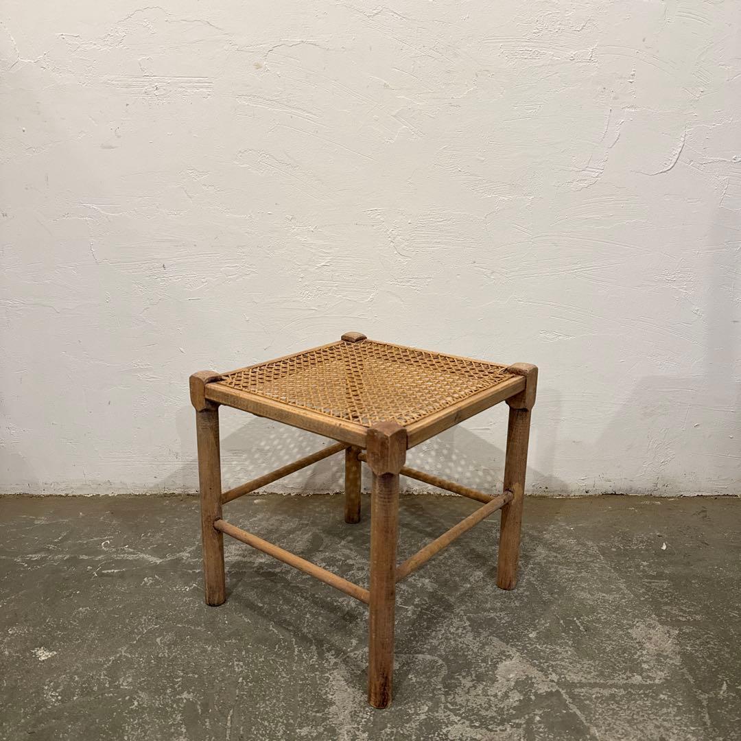 ヴィンテージ　ラタン　スクエア　スツール