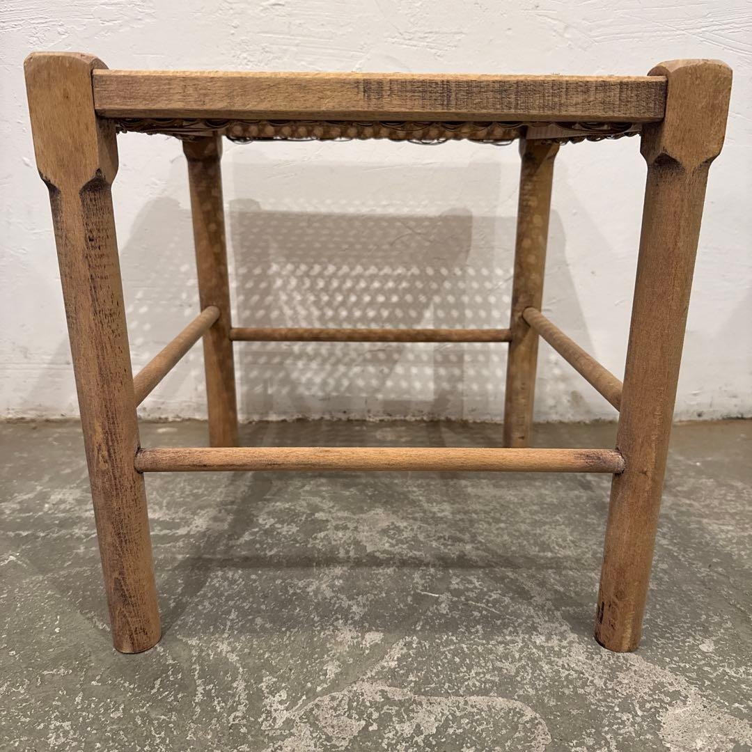 ヴィンテージ　ラタン　スクエア　スツール