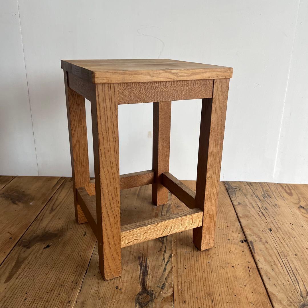 アンティーク 角 スツール 椅子 植物台 無垢材 昭和レトロ z818