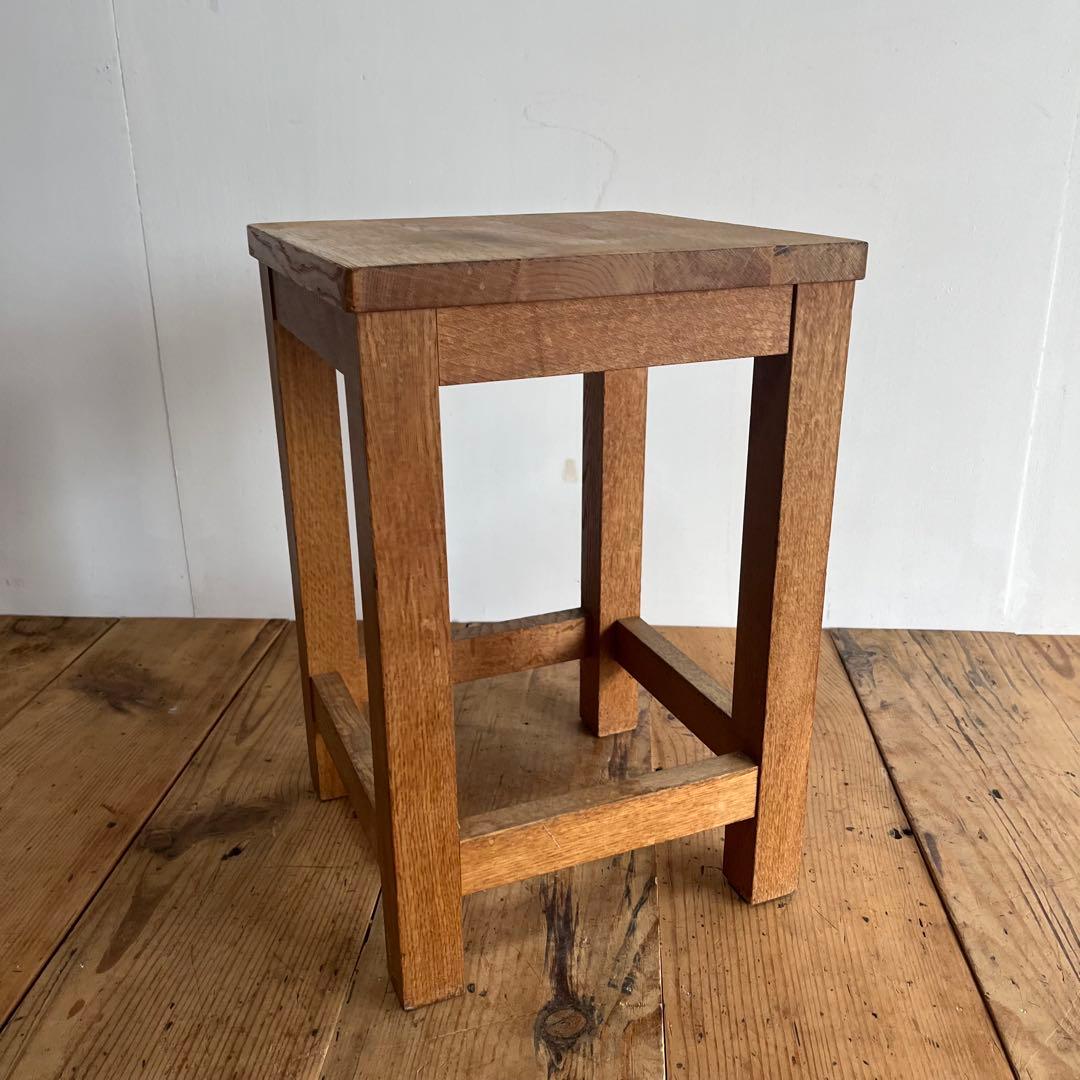 アンティーク 角 スツール 椅子 植物台 無垢材 昭和レトロ z818