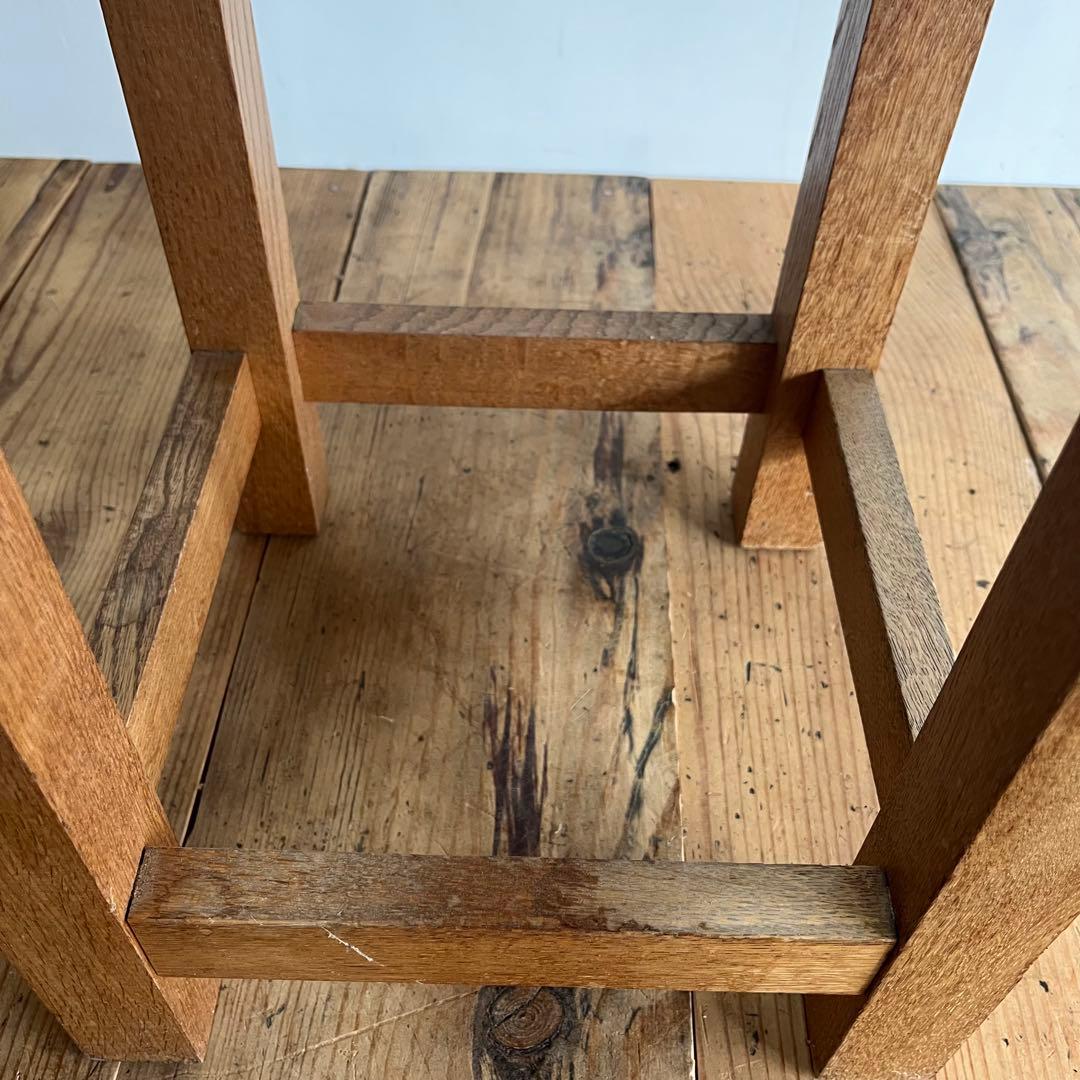 アンティーク 角 スツール 椅子 植物台 無垢材 昭和レトロ z818