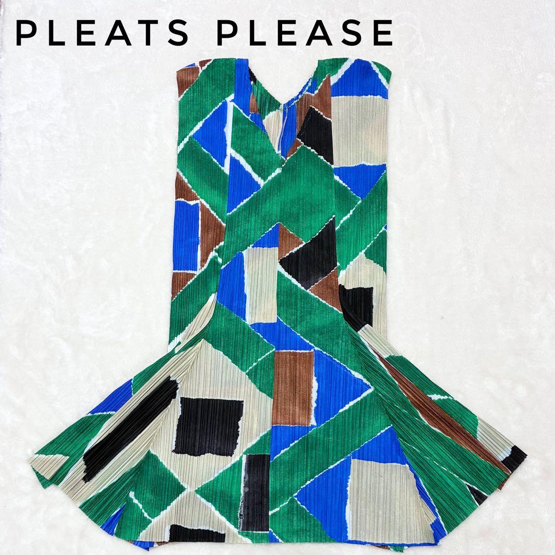 プリーツプリーズ　イッセイミヤケ　ノースリーブチュニックワンピース　Mサイズ