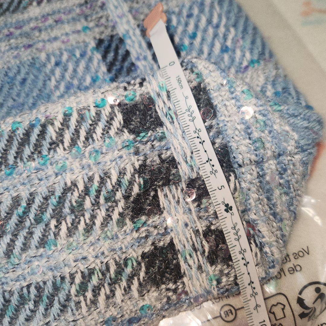 CHANEL 青系チェック柄 ノベルティバッグ　スパンコール