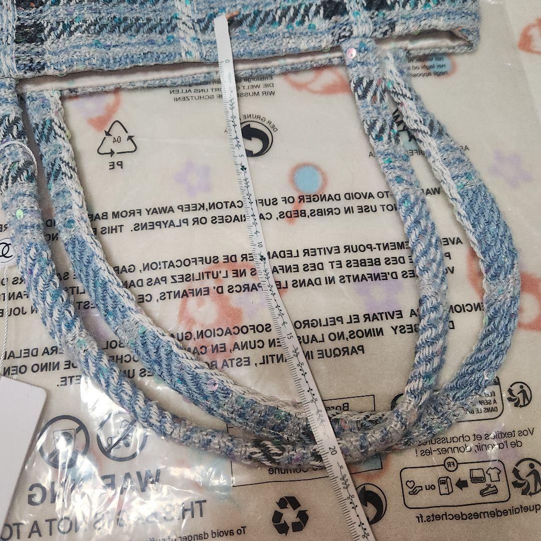 CHANEL 青系チェック柄 ノベルティバッグ　スパンコール