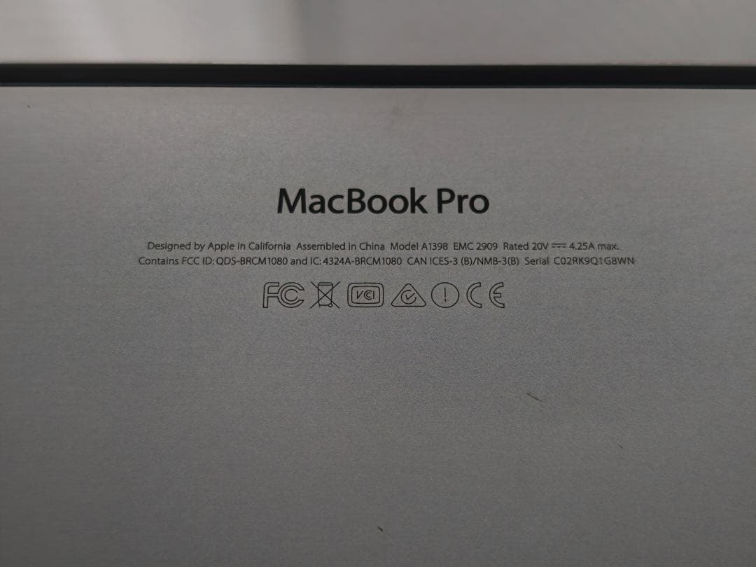 MacBook Pro 15インチ2015年モデル(A1398)