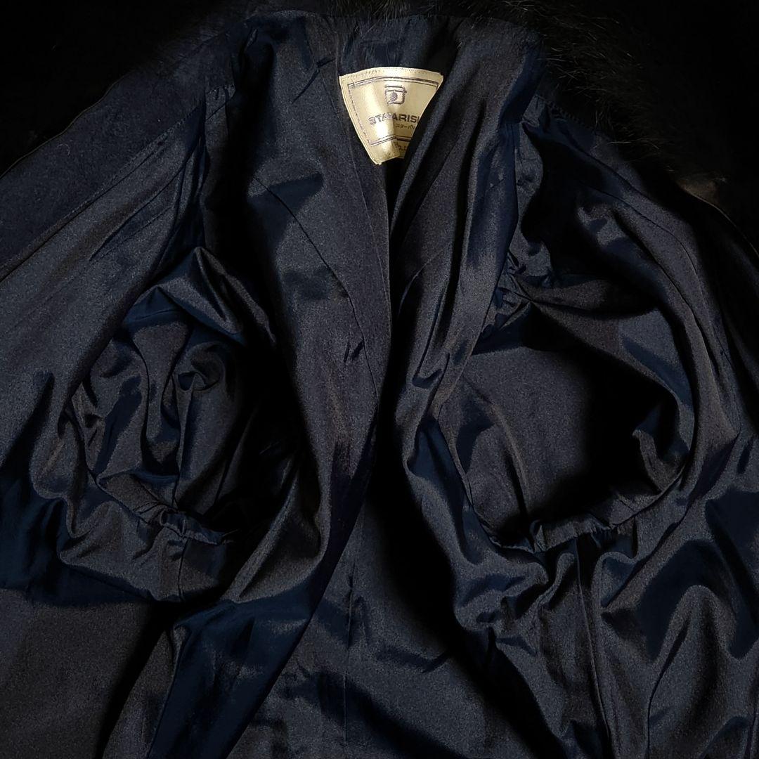 本革 スエード 112cmマキシ丈 ベルテッド ロングコート M ショールカラー