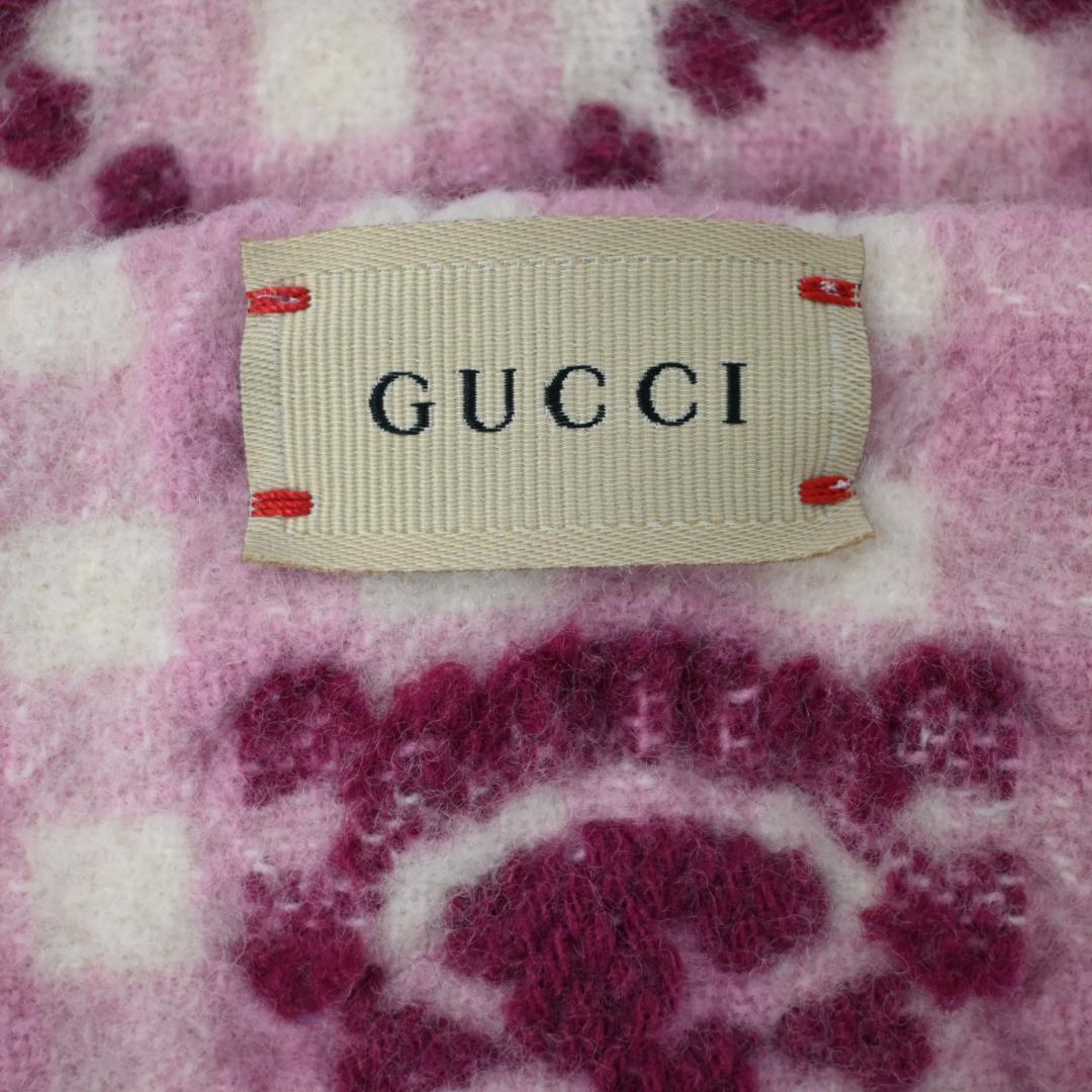 ▼ 47277★冬 GUCCI グッチ GG柄 ブランケット ひざ掛け ピンク