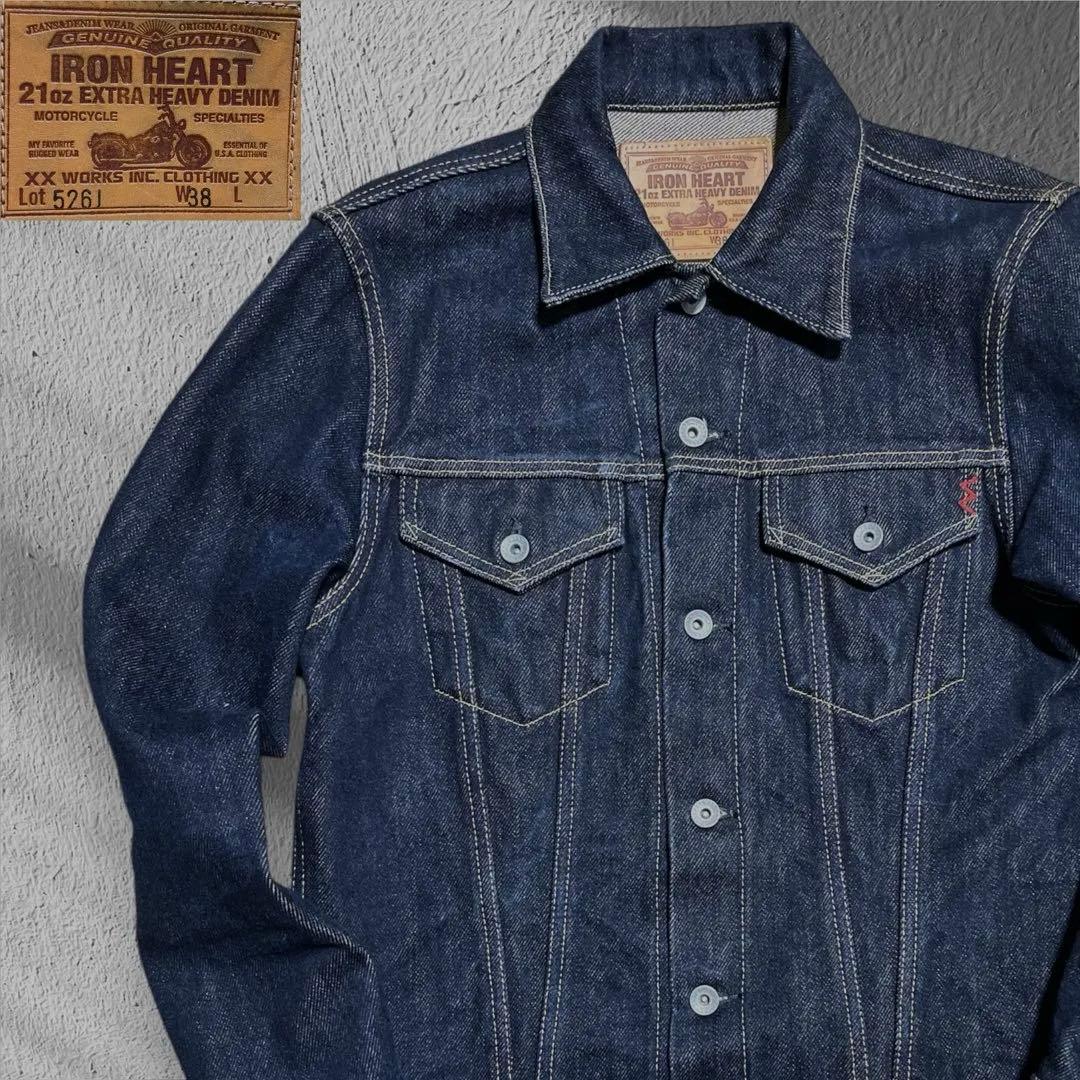 IRON HEART 21oz エクストラヘビー　デニムジャケット　W38 濃紺