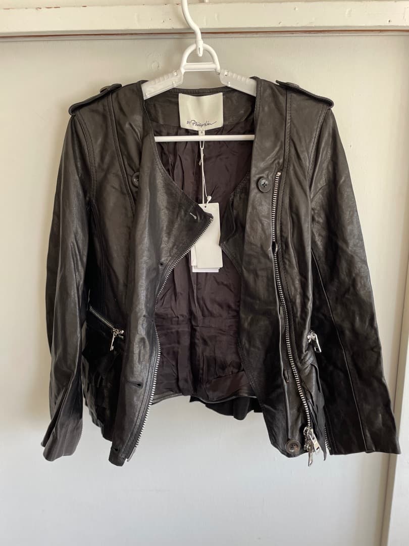 3.1 Phillip Lim レディース新品革製のモーターサイクルジャケット